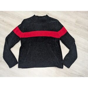Vintage Carolina Colours Sweater Womens Small Black Red Striped Knit Pullover